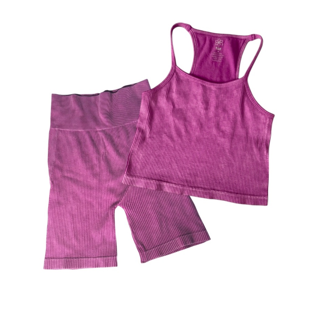 Aura • Ribbed Racerback Tank & High Waisted Short Set